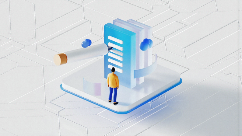 企业财务人员在办公桌前处理报销单据，背后是堆积如山的纸质文件与电脑屏幕上的U8系统界面